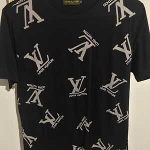 COPY - Louis Vuitton Black Tee with Iconic Logo Design